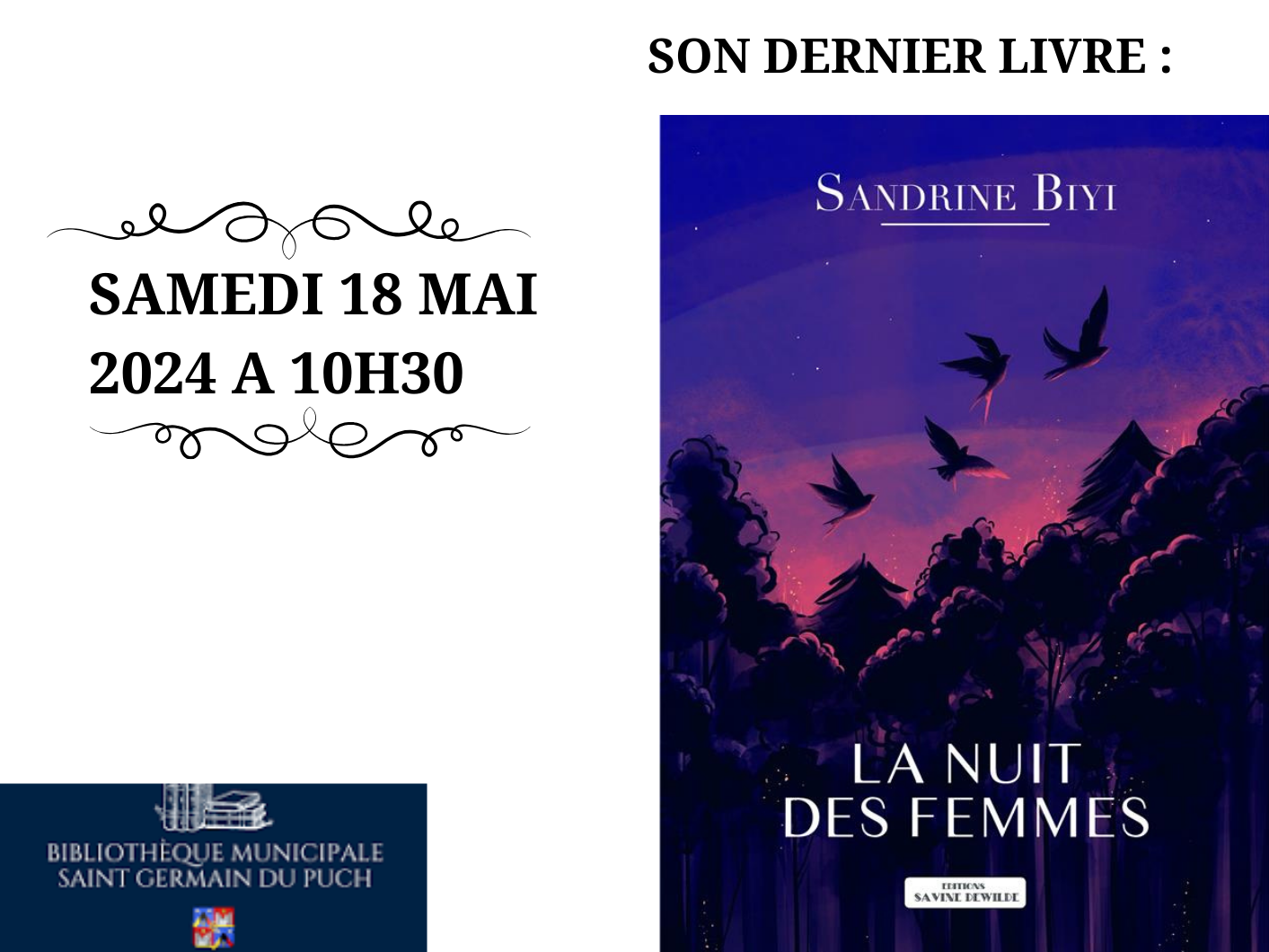 Sandrine Biyi viendra nous parler de son dernier livre "La nuit des femmes" 