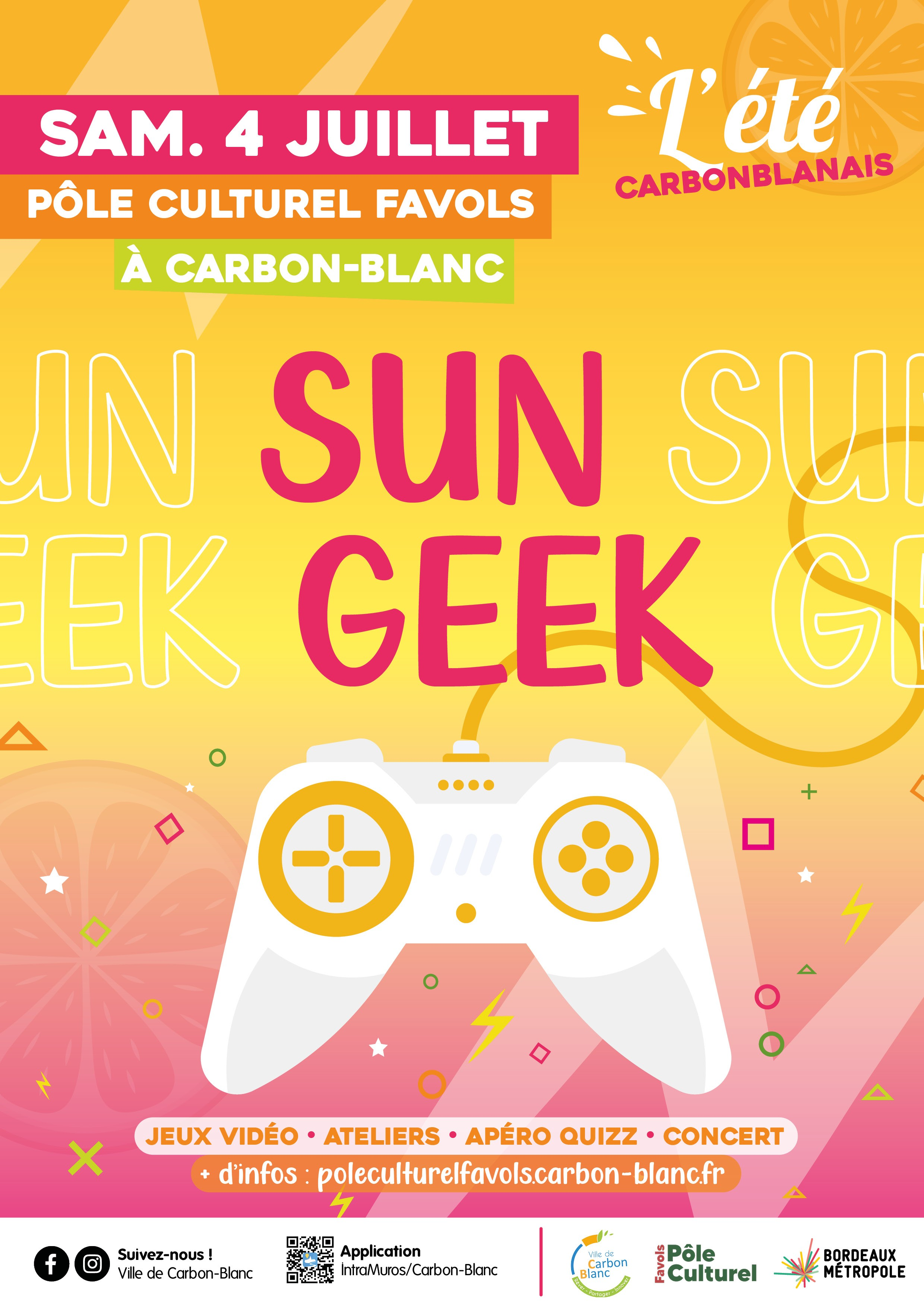affiche Sun Geek 4 juillet 2026 Carbon-Blanc