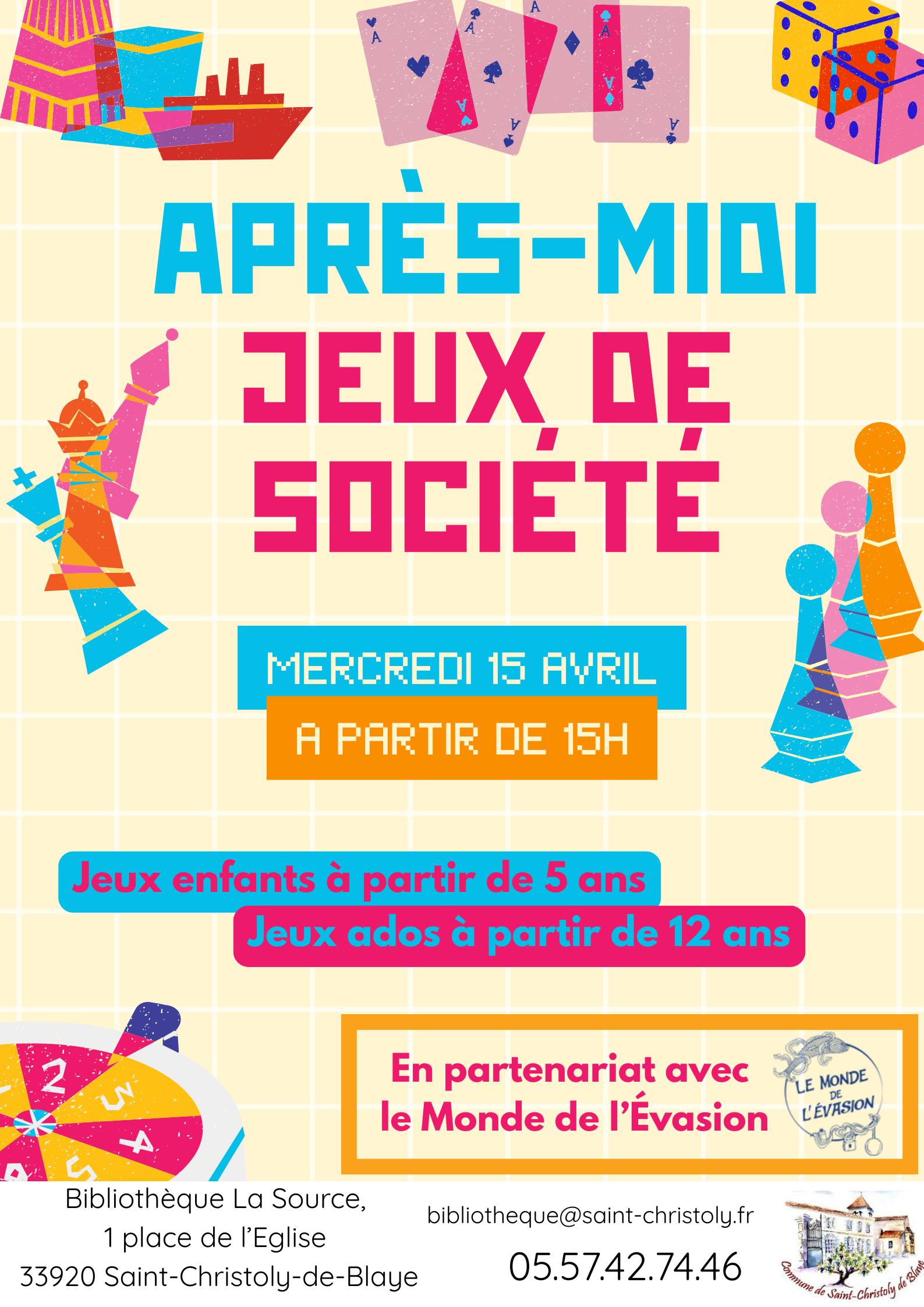 Affiche présentant des jeux de société